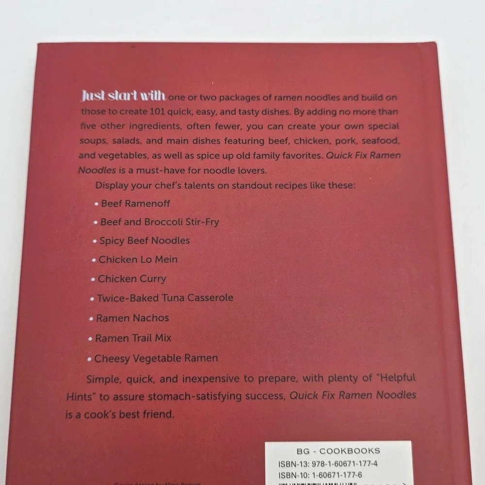 Toni Patrick Quick‎ Fix Ramen Noodles Cookbook Hardcover Red 101 Simple Recipes